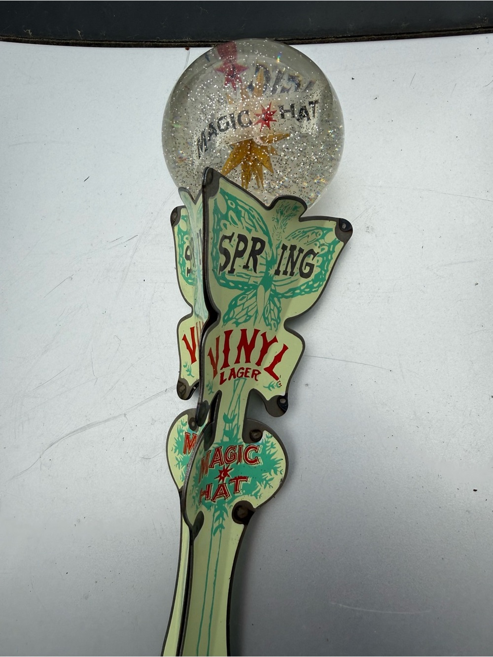 Magic Spring Vinyl Lager Tap Handle with Glitter Globe
